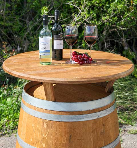Fassmöbel Tisch kaufen hier Weinfass Stehtisch mit Eichenholzplatte