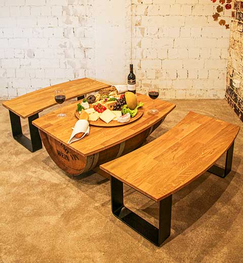 Loungebank Wein mit Fassmöbel Tisch von MS-Barrels und Design
