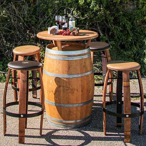 Sparen auf Eichenholz Fassmöbel mit Weinfass Stehtisch und Barhocker Sets